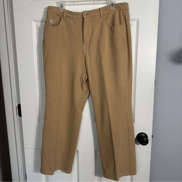 Dream Jeannes by Quacker Factory tan pants, size 14, embellished, stretch - Picture 1 of 10